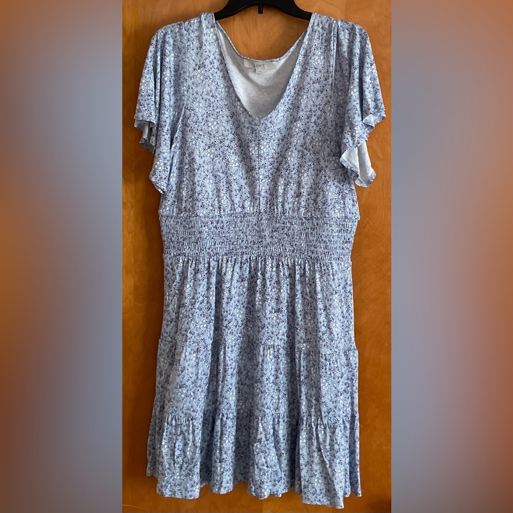 Loft Floral Smocked Waist Tiered Dress